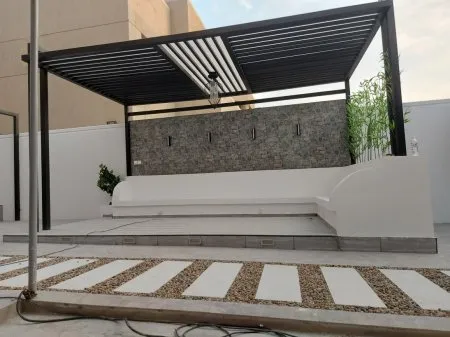 برجولات حديد مع قماش للجلسات الرياض 0532228615